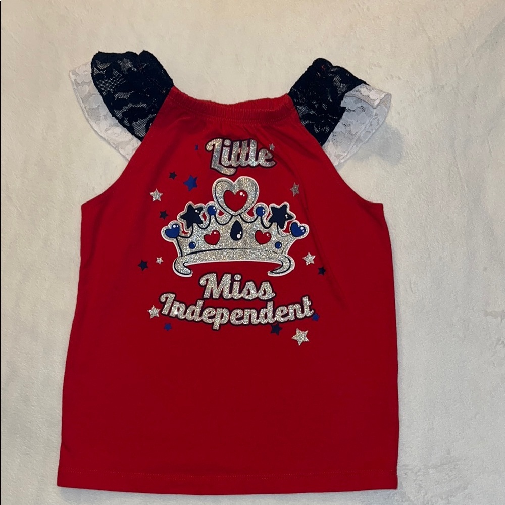 Little Miss Independent Red Kids Top size 5T